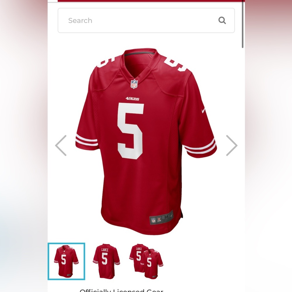 Men's Red Nike Sports Jersey Trey Lance, 49ers Jersey
